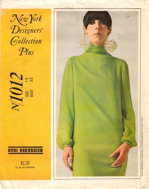 1960s Rudi Gernreich dress pattern modelled by Peggy Moffitt - McCall's 1012