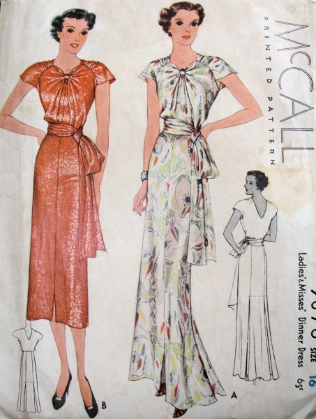 1930s Schiaparelli dinner dress pattern - McCall 9076