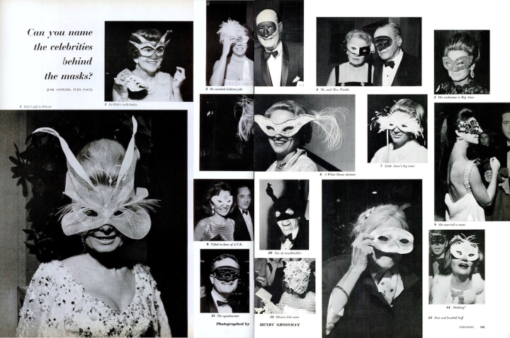 Can you name the celebrities behind the masks? Guests at the Black and White Balls, 1966 photographed for LIFE by Henry Grossman