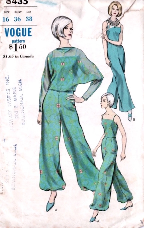 1960s pyjama and overblouse pattern Vogue 6435