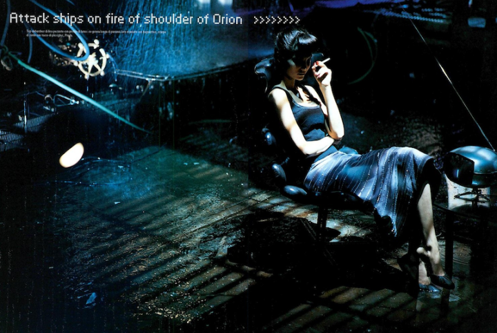 Attack ships on fire off the shoulder of Orion... Prada in Vogue Italia, March 1998